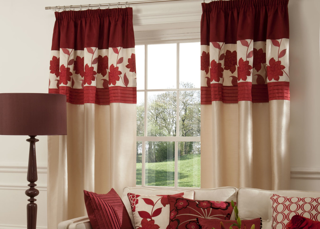 curtain living room maroon