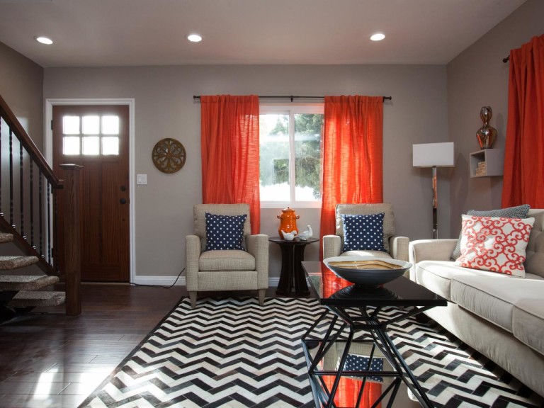 Orange Curtains for Living Room