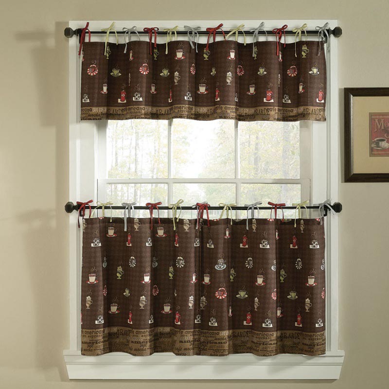 Brown Kitchen Curtains and Valances