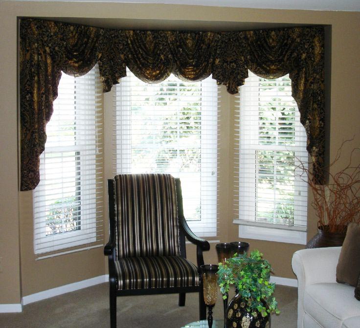 Valances for Bay Windows in Living Room