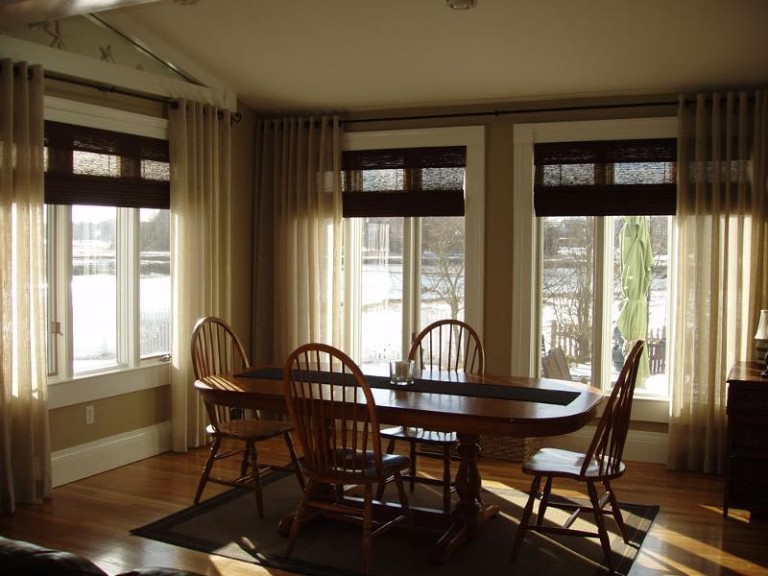 Roman Shades with Sheer Curtains